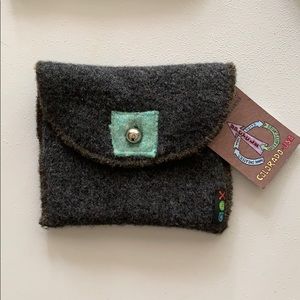 Boiled Soft Wool Small Clutch with Silver Button